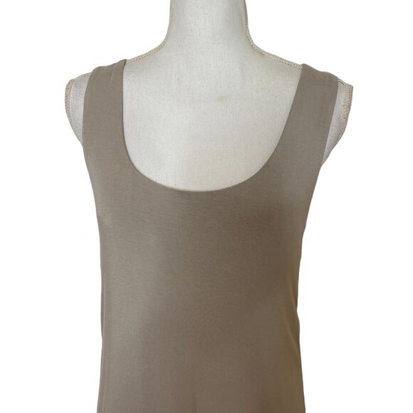 Bailey 44 Dress Genuine Leather Trim Jersey Stretch Knit Tank Dress Womens M - Picture 6 of 8